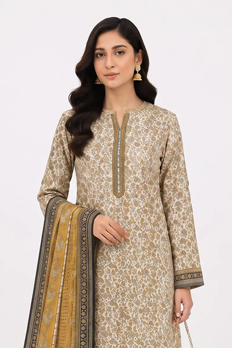 Khaadi Pre-Fall Cambric Series V-6 - 3PC Unstitched Suit (Off-White)