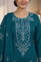 Gulmeher by Breeza Fashion - 3PC Unstitched Embroidered Lawn Suit (Deep Teal Blue)