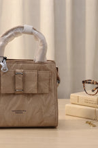 Elegance Structured Faux Leather Shoulder Bag (Warm Sand)