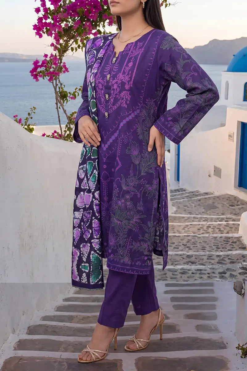 Aabruh By KBC Fashion Vol-1 3PC Unstitched Printed Lawn Suit (Purple)