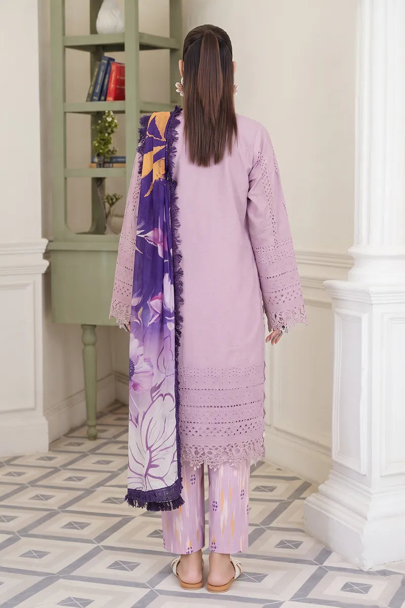 Emerald By Johra - 3 Piece Unstitched Embroidered Chikankari Lawn Suit (Light purple)