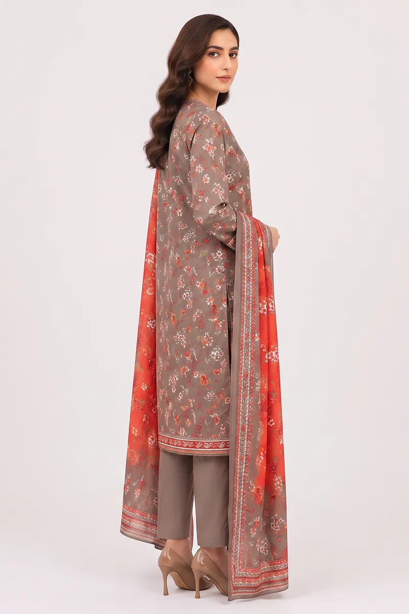 Khaadi Pre-Fall Cambric Series V-6 - 3PC Unstitched Suit (Mushroom Brown)