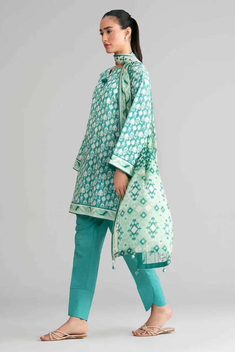 Sapphire Vol.7 - 3PC Unstitched Printed Lawn Suit (Teal Green)