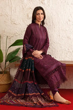 Poshak By Johra - 3 Piece Unstitched Embroidered Lawn Suit (Deep Plum)