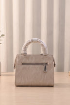 Elegance Structured Faux Leather Shoulder Bag (Warm Taupe)