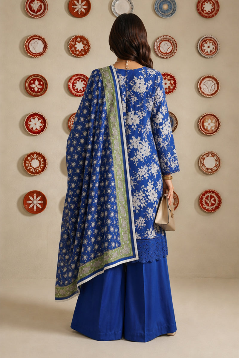 Nishat - Unstitched 3pc Printed Lawn (Royal Blue & Sage Green)