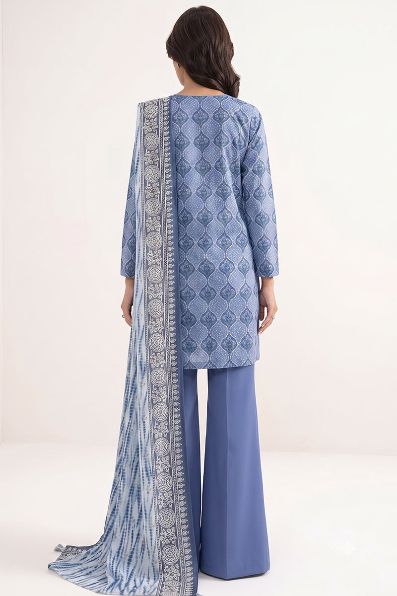 Sapphire - 3PC Unstitched Embroidered Printed Lawn Suit (Cornflower Blue)