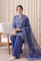 Gul Rang By Bareezé – 3-Piece Unstiched Printed Classic Lawn (Royal Blue)