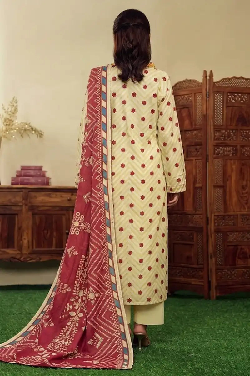Mor Bagh 3-Piece Unstitched Printed Lawn Suit (Butter Cream)