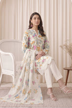 Gul Rang By Bareezé – 3-Piece Unstiched Printed Classic Lawn (White)