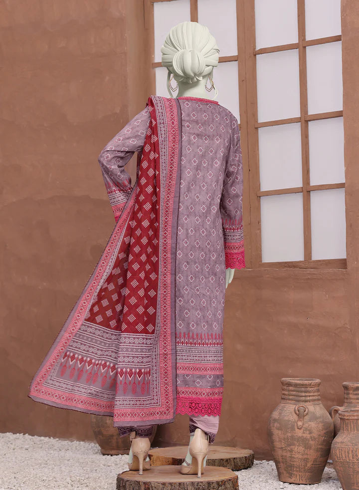 Bellissima By Aleemrah -3PC-Lawn Unstitch (Mauve)