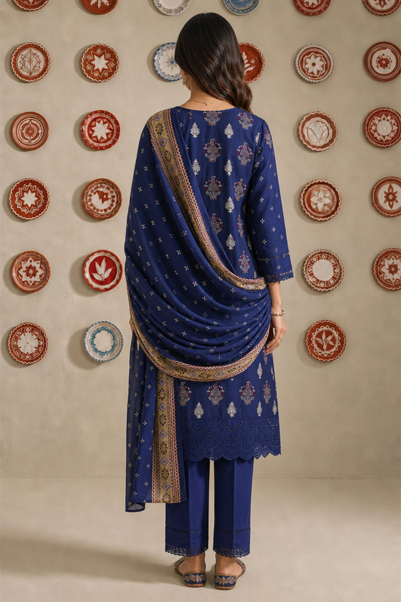 Nishat - Unstitched 3pc Printed Lawn (Deep Blue)