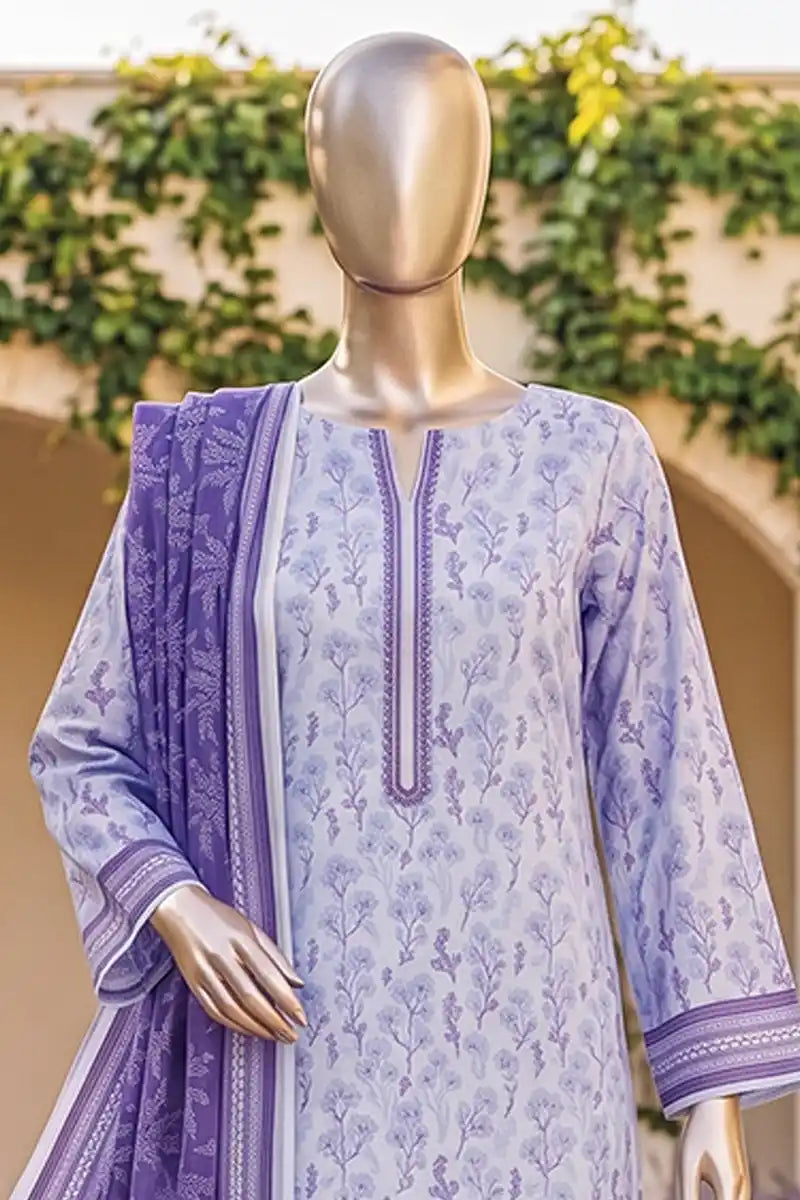 Safina Zeenat Printed Lawn 3-Piece Unstitched Suit (Purple)