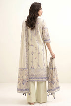 Sapphire - 3PC Unstitched Embroidered Printed Lawn Suit (Off-White)
