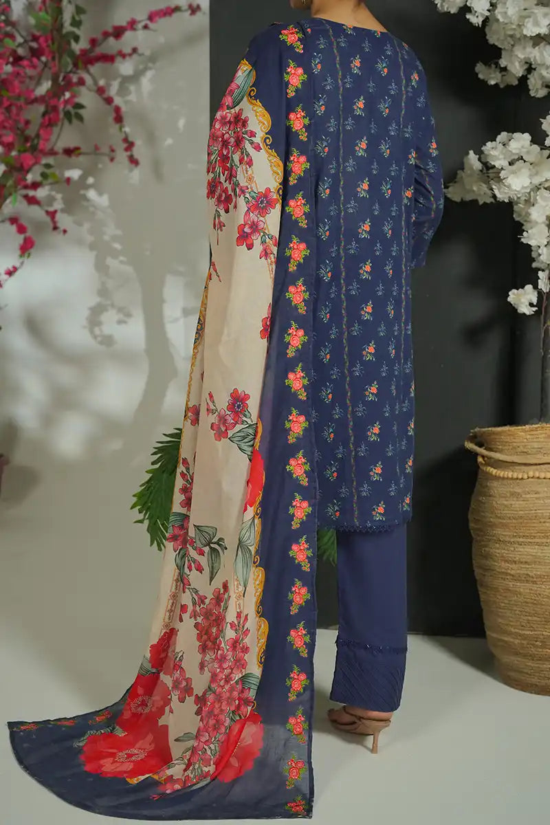 Mehrun by KBC Fashion Unstitched 3-Piece Lawn Collection (Indigo Navy)