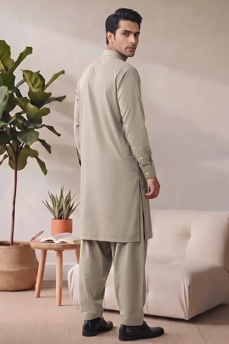 Saya Men’s Wash & Wear Unstitched Suit (Pale Sage)