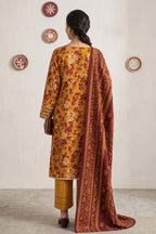 Nishat - Unstitched 3pc Printed Lawn (Mustard Yellow & Maroon)