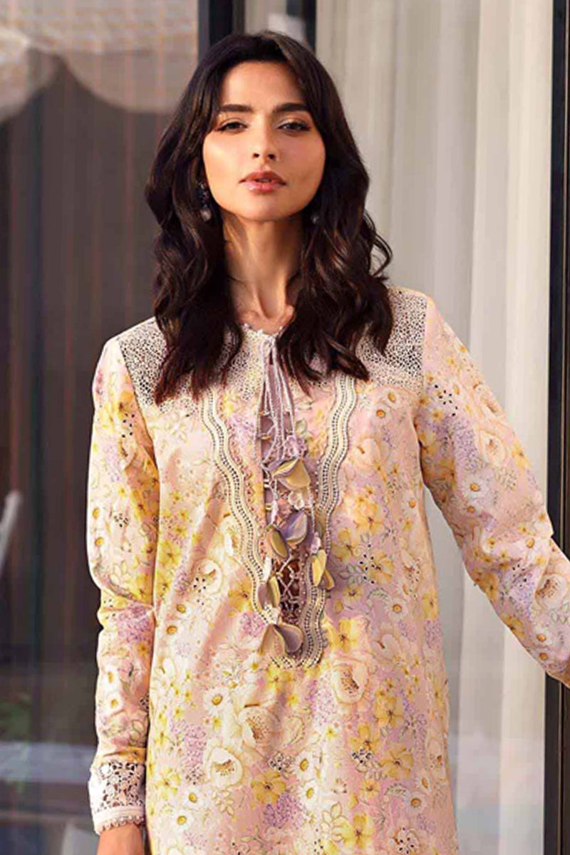 Elahéh By Maria B - 3PC Unstitched Digital Printed Lawn Suit (Butter Cream yellow)