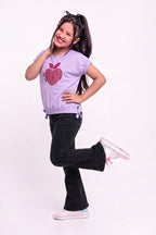 Girls' Rhinestone Sweet Heart T Shirt (Pastel Purple)