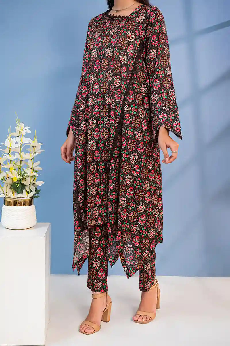 Naqsh Premium Printed Lawn Stitched Suit Set (Vibrant Magenta)