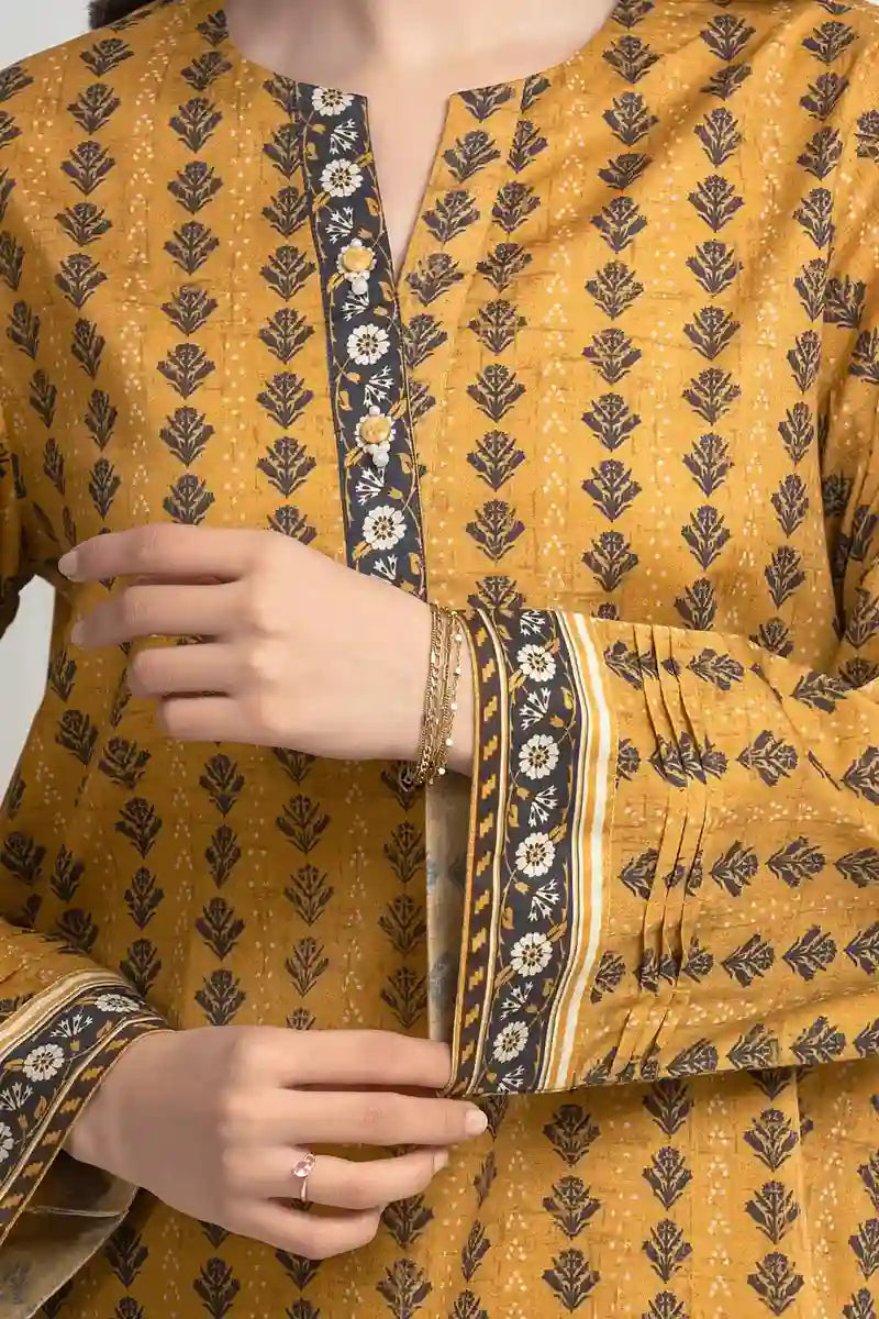 Sapphire Lawn Vol.08 - 3PC Unstitched Printed Lawn Suit (Mustard)