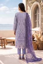Zesh - 3PC Unstitched Embroidered Lawn Suit (Lavender & Violent Purple)
