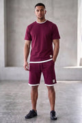 Men's Casual T-Shirt and Shorts Co-ord Set (Deep Burgundy)