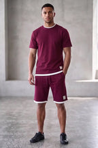 Men's Casual T-Shirt and Shorts Co-ord Set (Deep Burgundy)
