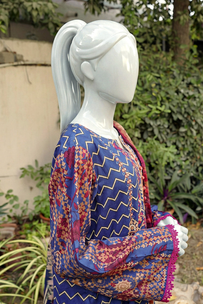Aryana By KBC Fashion - 3PC Unstitched Printed Lawn Suit (Royal Blue)