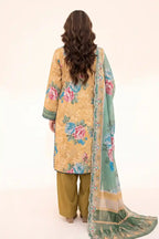Zesh - 3PC Unstitched Embroidered Lawn Suit (Mustard Gold)