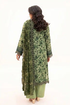 Zesh - 3PC Unstitched Embroidered Lawn Suit (Light Olive Green)
