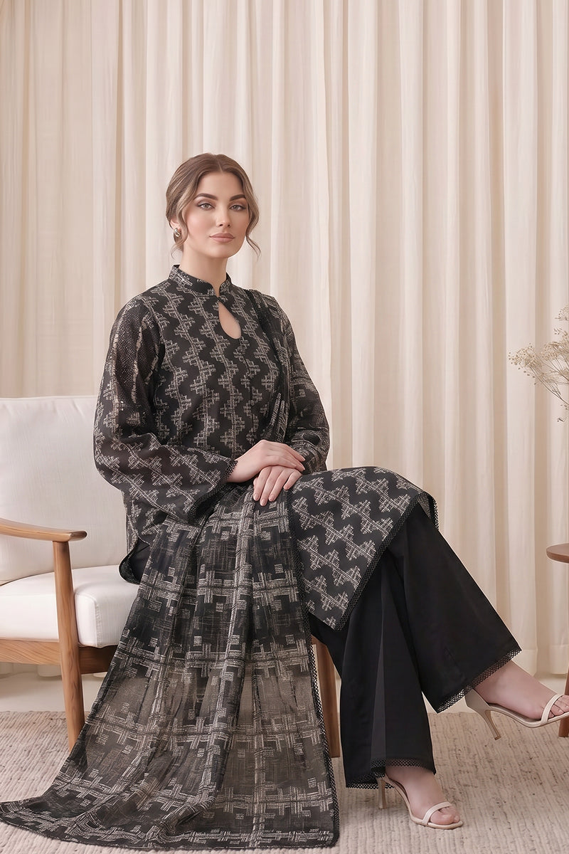 Gul Rang By Bareezé – 3-Piece Unstiched Printed Classic Lawn (Black)