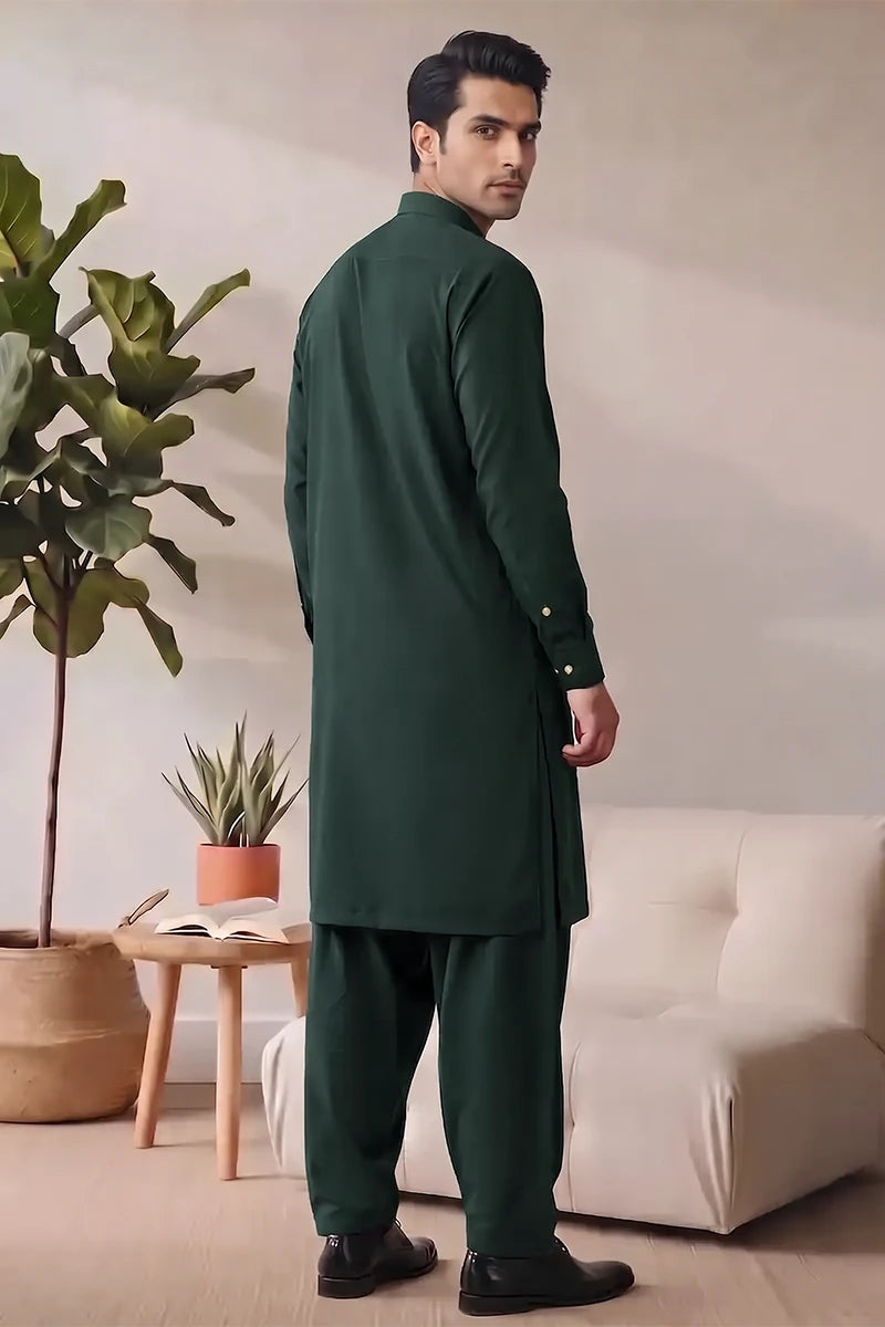 Saya Men’s Wash & Wear Unstitched Suit (Pine)