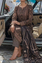 Aabruh Vol-1 3PC Unstitched Printed Lawn Suit (Dark Coffee Floral)