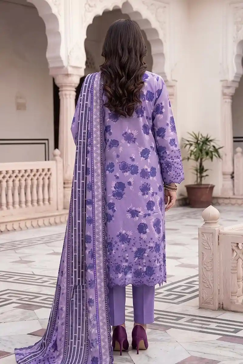 Zesh - 3PC Unstitched Embroidered Lawn Suit (Soft Lavender)