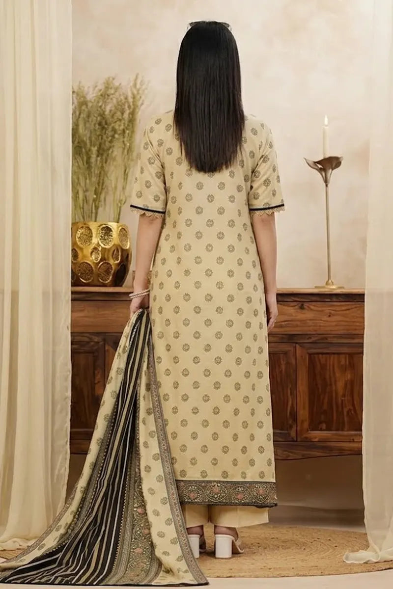 Mor Bagh 3-Piece Unstitched Printed Lawn Suit (Light Sand)