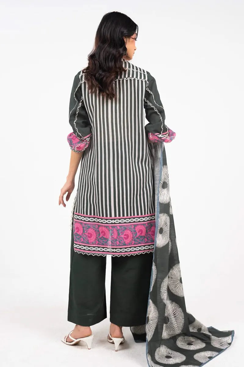 Alkaram Unstitched 3-Piece Lawn Collection (Charcoal Green)