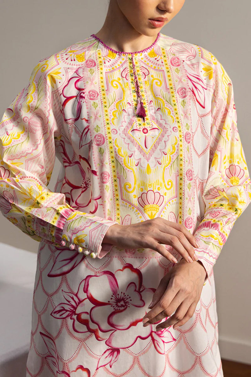 COCO By Zara Shahjahan - 3-Piece Unstitched Printed Lawn Suit (Fuchsia & Lime)