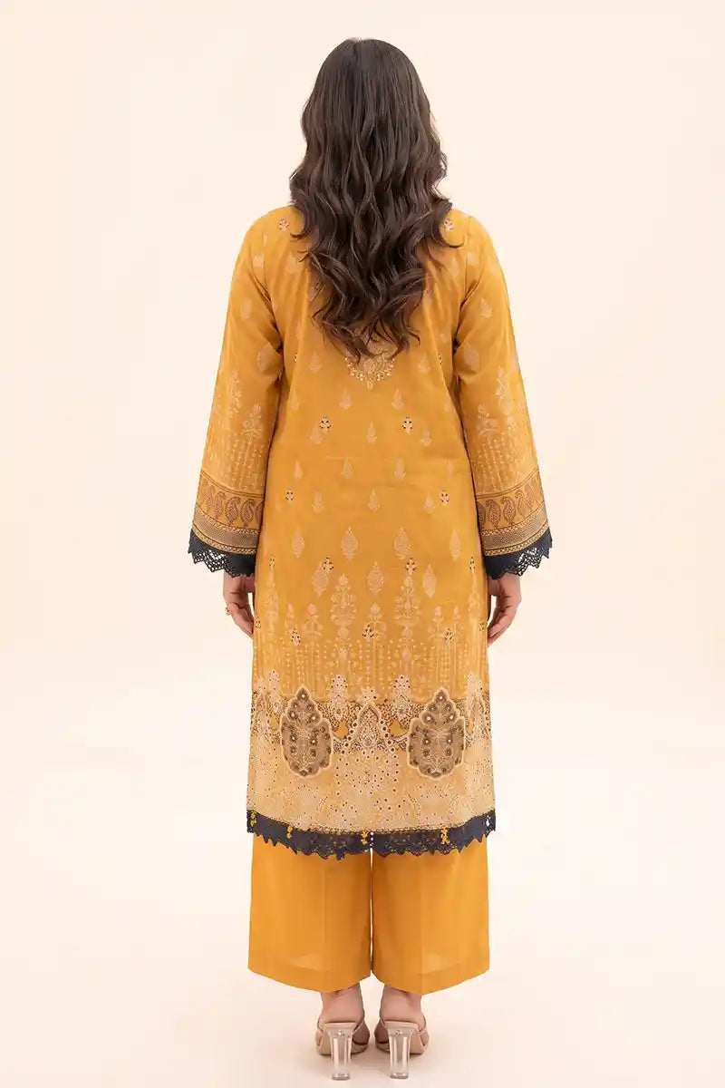 Zesh - 3PC Unstitched Embroidered Lawn Suit (Mustard Gold)