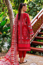 Urbane By Jade Vo.4 - 3pc Unstitched Classic Printed Lawn (Vibrant Crimson Red)