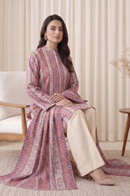 Gul Rang By Bareezé – 3-Piece Unstiched Printed Classic Lawn (Mauve& Off White)