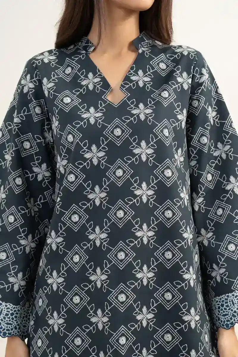 Sapphire Vol.7 - 3PC Unstitched Printed Lawn Suit (Dark Slate & Ice Blue)
