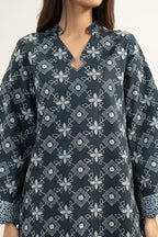 Sapphire Vol.7 - 3PC Unstitched Printed Lawn Suit (Dark Slate & Ice Blue)