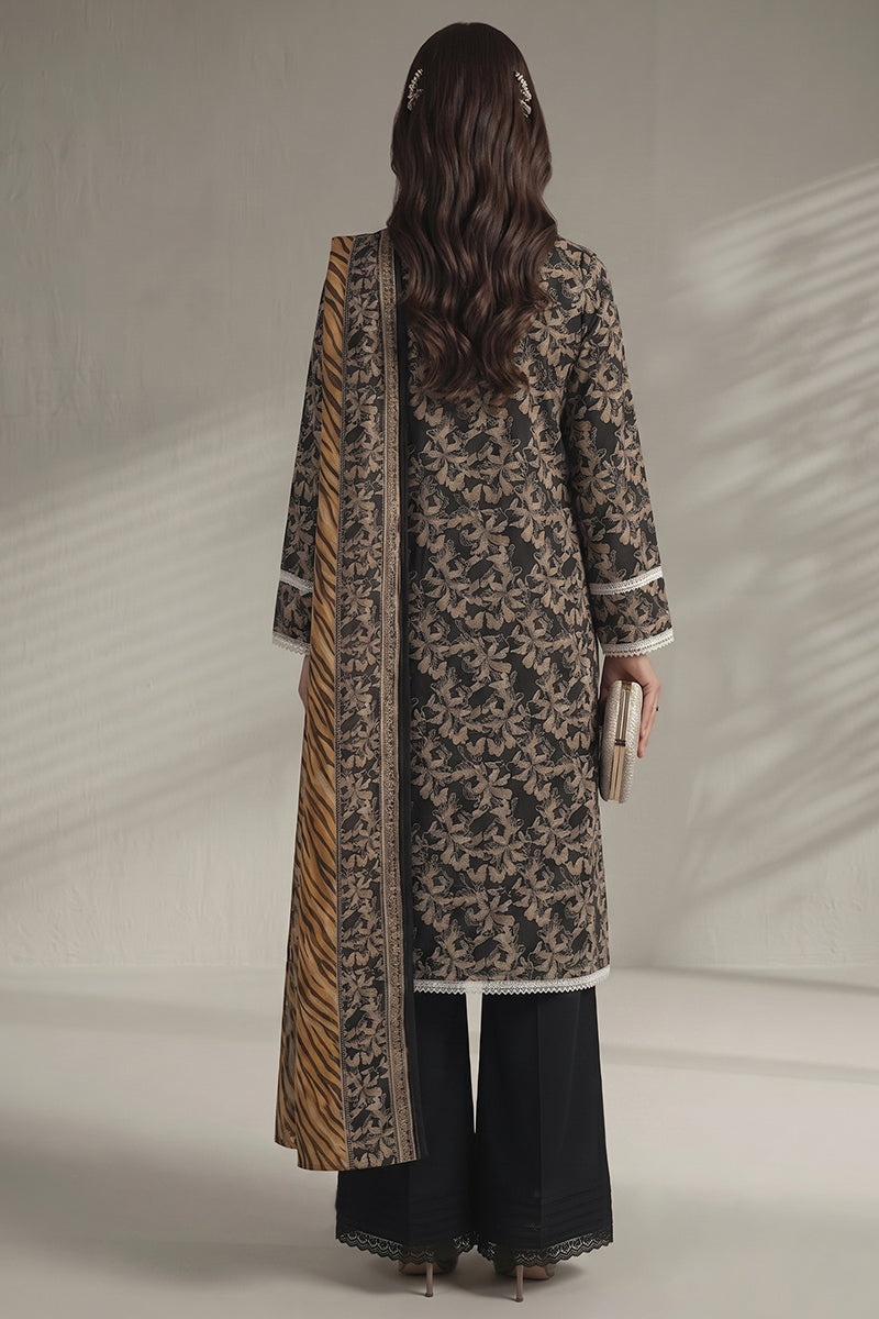 Khaadi – 3 Piece Unstitched Digital Printed Lawn Suit (Black)