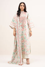 Elahéh By Maria B - 3PC Unstitched Digital Printed Lawn Suit (Ivory & Salman Pink)
