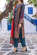 Aabruh Vol-1 3PC Unstitched Printed Lawn Suit (Deep Aubergine & Crimson)