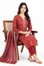 Khaadi 3-Piece Unstitched Printed Lawn Suit (Crimson Red)
