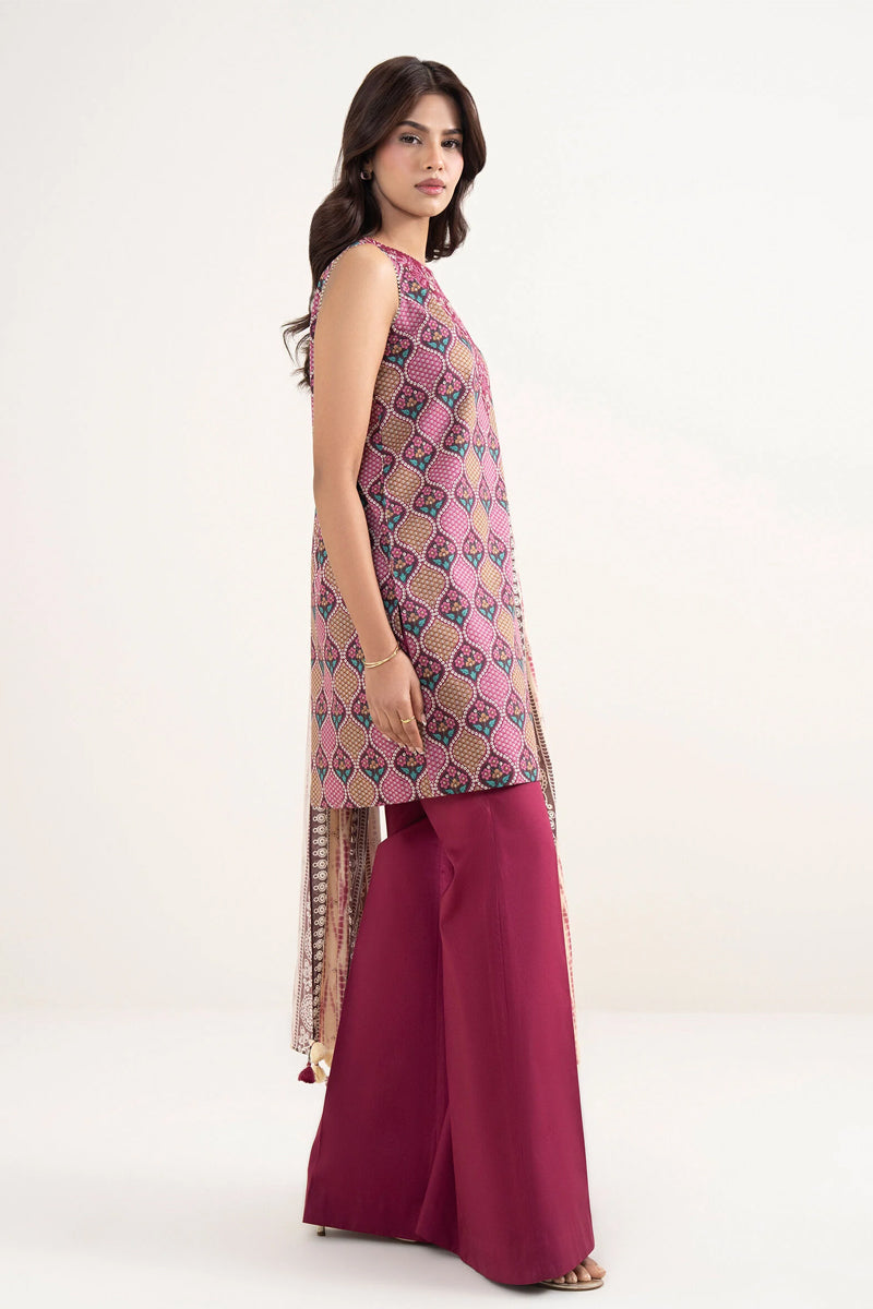 Sapphire By KBC - 3PC Unstitched Digital Printed Lawn Suit (Deep Berry & Mauve)
