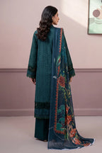 Gul-e-Seher By Johra - 3PC Unstitched Chikankari Lawn Suit (Deep Emerald)