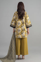 Sapphire (Vol.4) - 3PC Unstitched Printed Lawn Suit (Olive Yellow)
